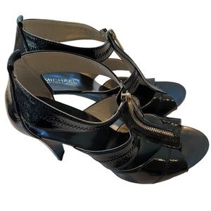 Michael Kors T-strap Black Patent Leather Heels